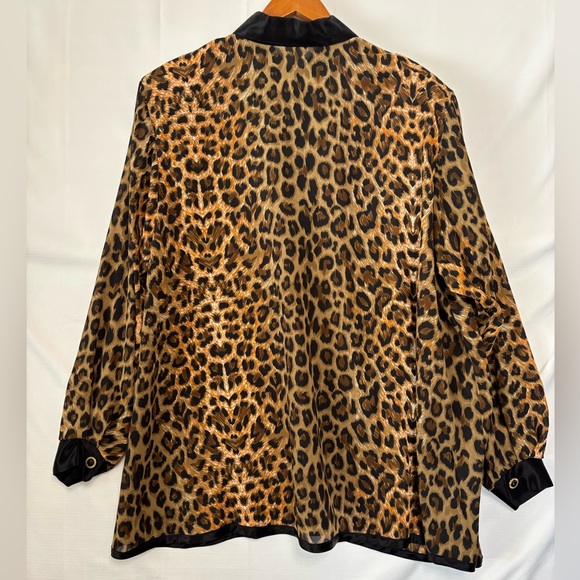 VINTAGE SAM Cheetah Print Satin Tunic Blouse Size XL - Picture 2 of 6